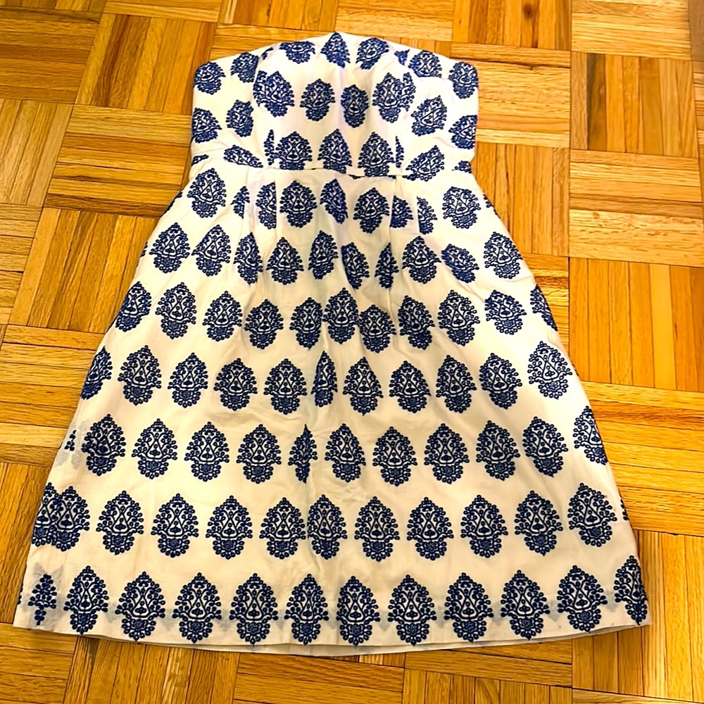 Cream & Navy J Crew Dress